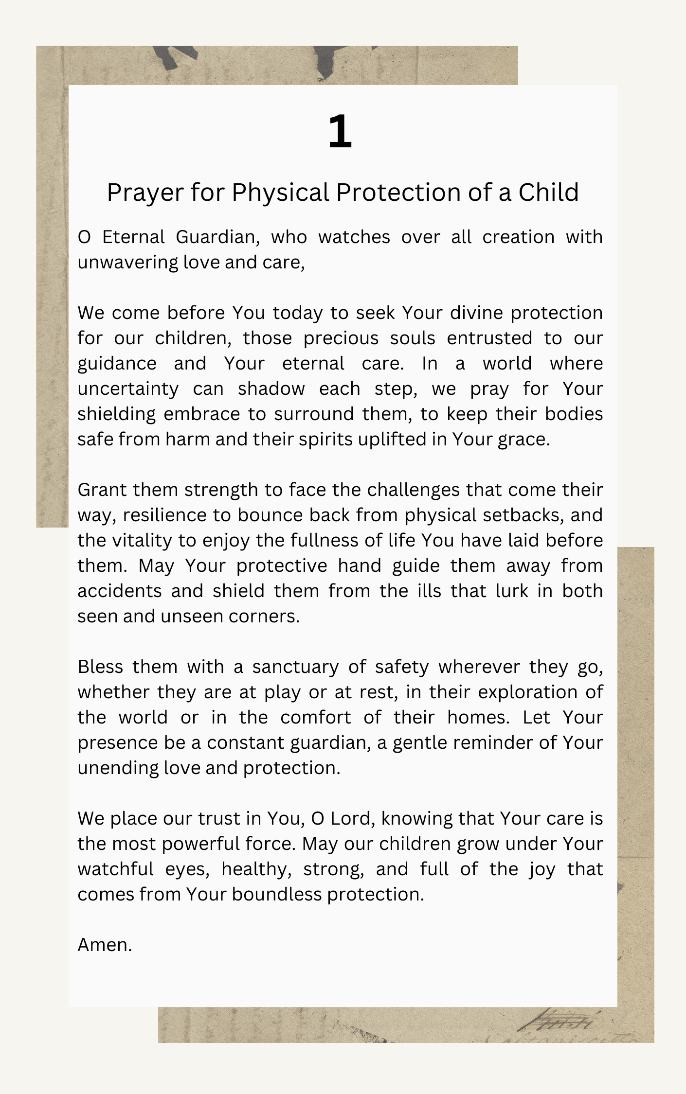 Protection from Above: 30 Prayers for Children's Safety