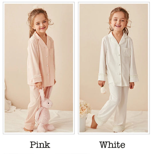 Girls' Turndown Collar Pajama Sets