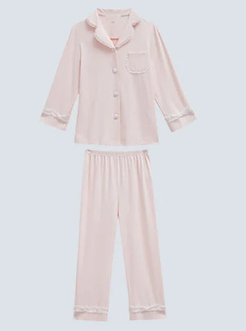 Girls' Turndown Collar Pajama Sets