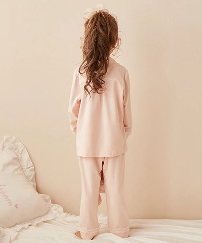 Girls' Turndown Collar Pajama Sets