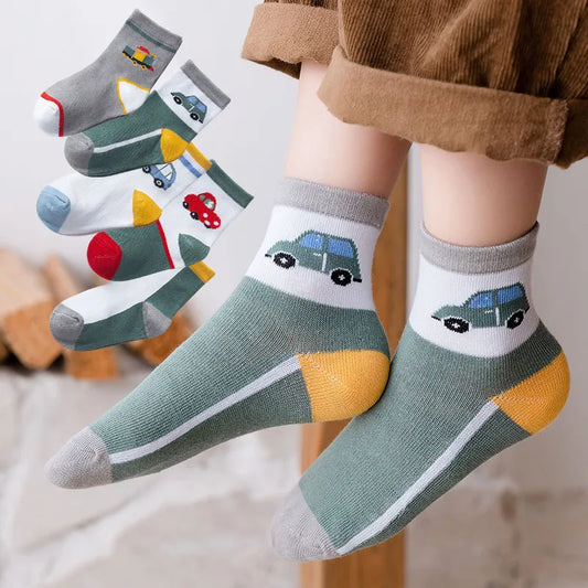 5 Pairs Kids Socks for Boys & Girls | Soft Cotton | Ages 0-9 Years | Ideal for Spring