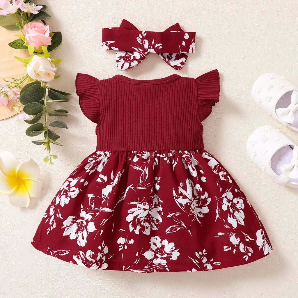 Charming Korean-Style Floral Princess Dress: Butterfly Sleeves for Kids 3-24 Months