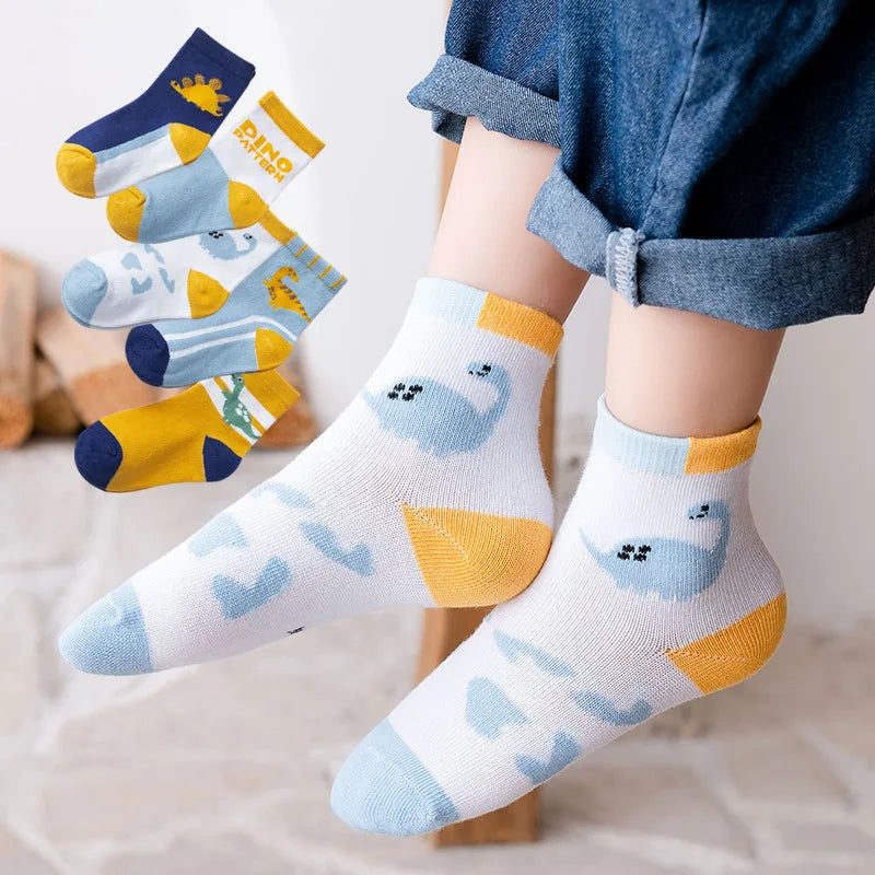 5 Pairs Kids Socks for Boys & Girls | Soft Cotton | Ages 0-9 Years | Ideal for Spring