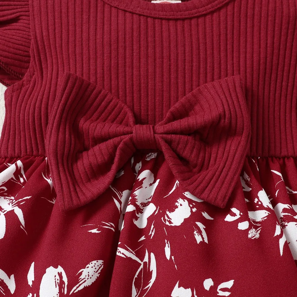 Charming Korean-Style Floral Princess Dress: Butterfly Sleeves for Kids 3-24 Months