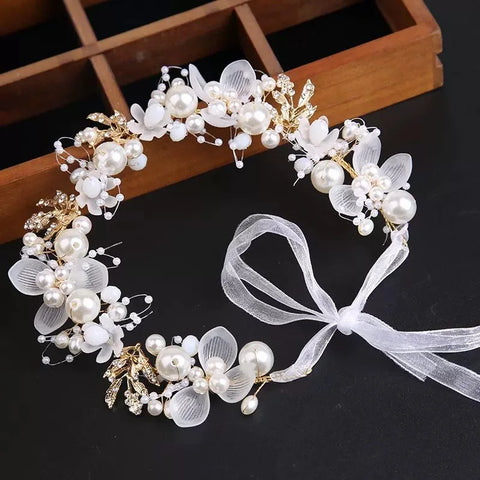 Bohemian headdress for girls with pearls