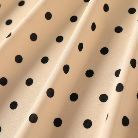 Sleeveless Ribbed Polka Dot Belted Dress for Girls