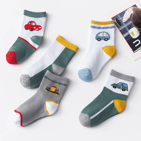 5 Pairs Kids Socks for Boys & Girls | Soft Cotton | Ages 0-9 Years | Ideal for Spring