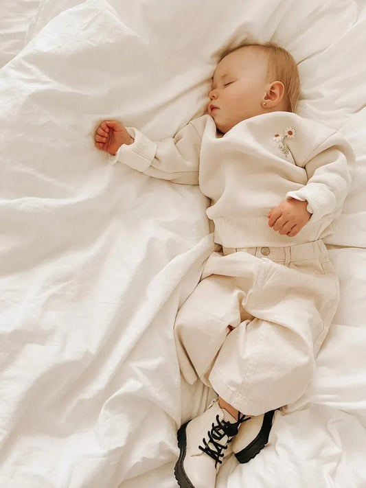 Embroidered Thicken Fleece Warm Sweatshirt and Pants Tracksuit