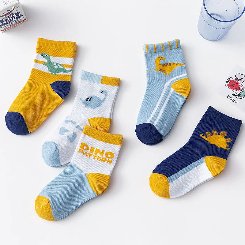5 Pairs Kids Socks for Boys & Girls | Soft Cotton | Ages 0-9 Years | Ideal for Spring